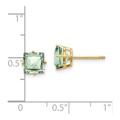 14K Yellow Gold 6mm Square Green Quartz Checkerboard Stud Earrings – view 4