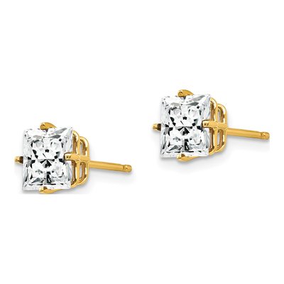 14K Yellow Gold CZ Princess-Cut Stud Earrings – view 3