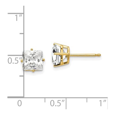 14K Yellow Gold CZ Princess-Cut Stud Earrings – view 5