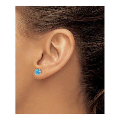 14K White Gold Princess-Cut Blue Topaz Stud Earring Mounting – view 5