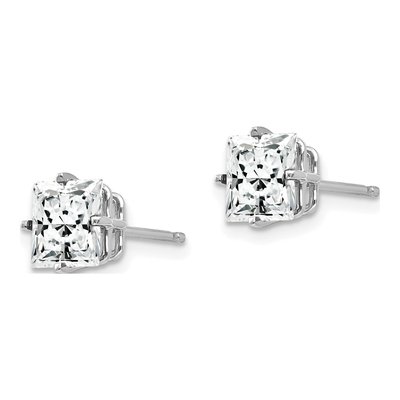 14K White Gold 6mm Square CZ Princess-Cut Stud Earrings – view 3