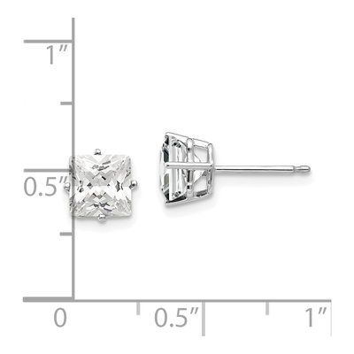 14K White Gold 6mm Square CZ Princess-Cut Stud Earrings – view 5