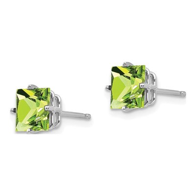 14K White Gold 6mm Peridot Square Stud Earrings – view 2