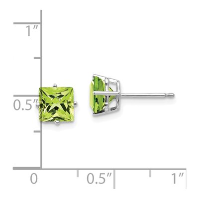 14K White Gold 6mm Peridot Square Stud Earrings – view 4