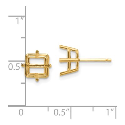 14K Yellow Gold Square Stud Earring Mounting – view 2