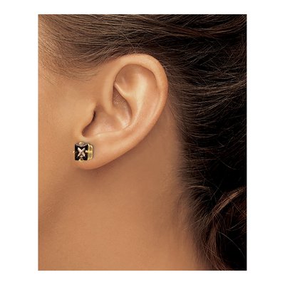 14K Yellow Gold 7mm Smoky Quartz Square Stud Earrings – view 4