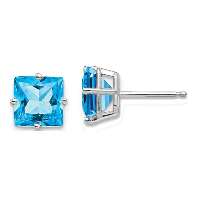 14K White Gold Square Stud Earring Mounting