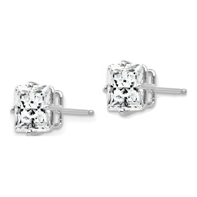 14K White Gold 7mm CZ Square Stud Earrings – view 3