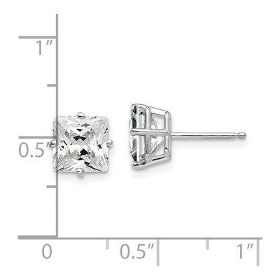 14K White Gold 7mm CZ Square Stud Earrings – view 5