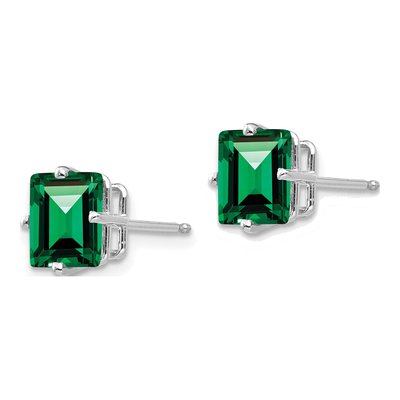 14K White Gold 7mm Square Lab-Created Helenite Mount St Helens Stud Earrings – view 3