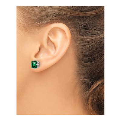 14K White Gold 7mm Square Lab-Created Helenite Mount St Helens Stud Earrings – view 4