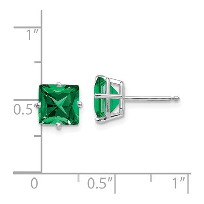 14K White Gold 7mm Square Lab-Created Helenite Mount St Helens Stud Earrings – view 5