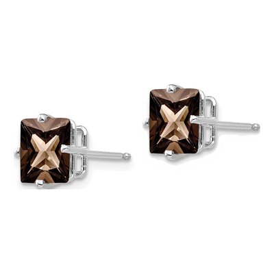 14K White Gold 7mm Smoky Quartz Square Stud Earrings – view 3