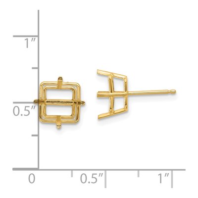 14K Yellow Gold Square Earring Mounting – view 3