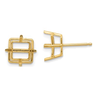 14K Yellow Gold Square Earring Mounting