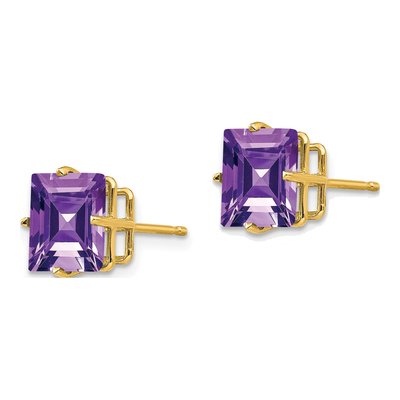 14K Yellow Gold 8mm Amethyst Square Stud Earrings – view 2