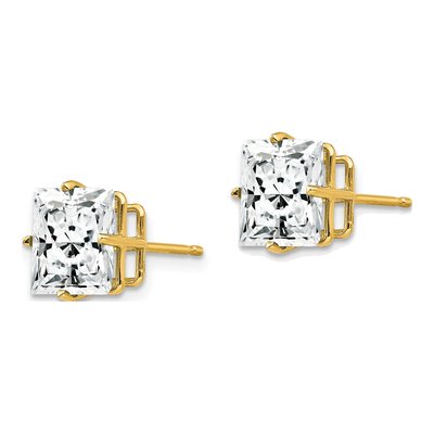 14K Yellow Gold 8mm Square CZ Princess-Cut Stud Earrings – view 2