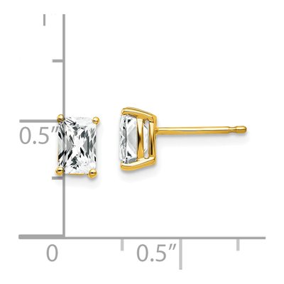 14K Yellow Gold Octagon / Emerald CZ Octagon Stud Earrings – view 4