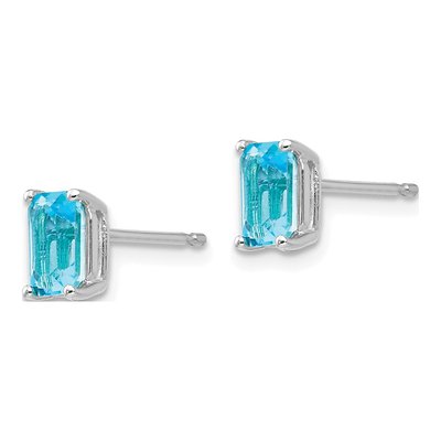 14K White Gold Emerald-Cut Earring Mounting – view 3