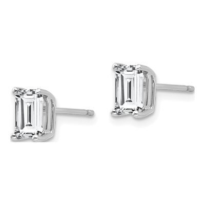 14K White Gold CZ Octagon Stud Earrings – view 2