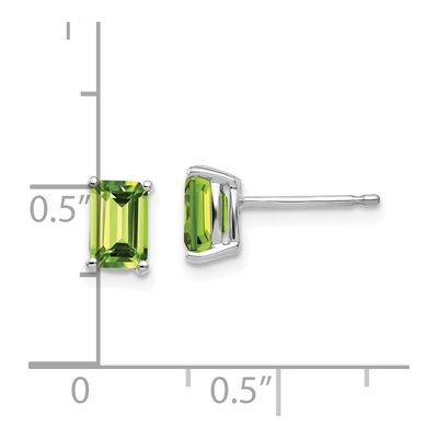 14K White Gold Octagon / Emerald Peridot Emerald-Cut Stud Earrings – view 4