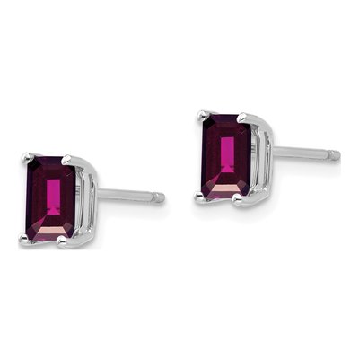 14K White Gold Octagon / Emerald Rhodolite Garnet Stud Earrings – view 2