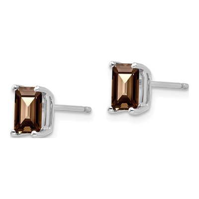 14K White Gold Emerald-Cut Smoky Quartz Earrings – view 3