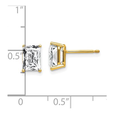 14K Yellow Gold Octagon / Emerald CZ Octagon Radiant-Cut Stud Earrings – view 4