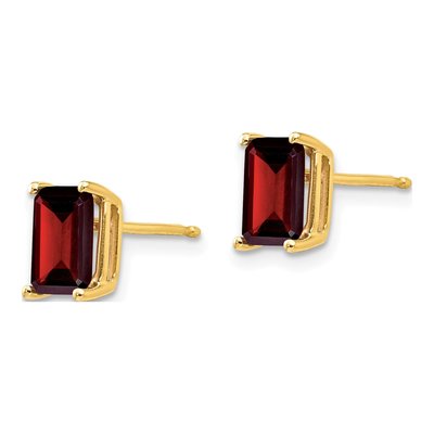 14K Yellow Gold Octagon / Emerald Garnet Emerald-Cut Stud Earrings – view 3