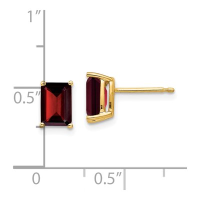 14K Yellow Gold Octagon / Emerald Garnet Emerald-Cut Stud Earrings – view 5