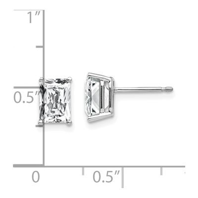 14K White Gold Octagon / Emerald CZ Octagon Stud Earrings – view 4