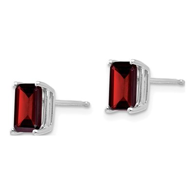 14K White Gold Octagon / Emerald Garnet Emerald-Cut Stud Earrings – view 2