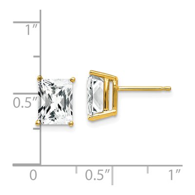 14K Yellow Gold Octagon / Emerald CZ Octagon Stud Earrings – view 4