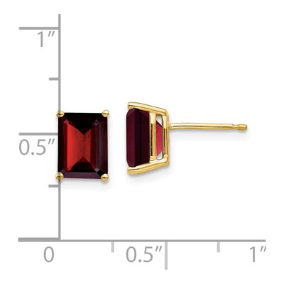 14K Yellow Gold Octagon / Emerald Garnet Emerald-Cut Stud Earrings – view 4