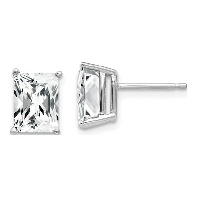 14K White Gold Octagon CZ Stud Earrings