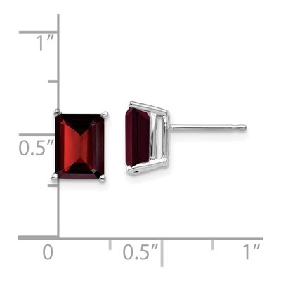 14K White Gold Octagon / Emerald Garnet Emerald-Cut Stud Earrings – view 5