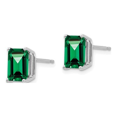 14K White Gold Mount St. Helens Emerald-Cut Stud Earrings – view 2