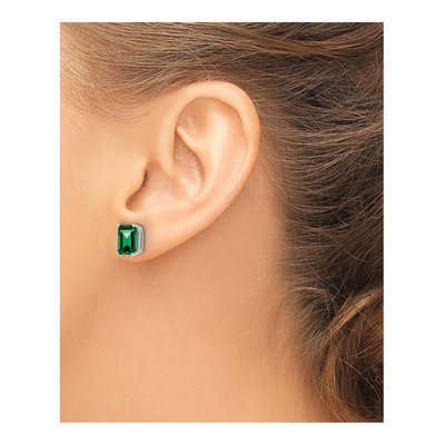 14K White Gold Mount St. Helens Emerald-Cut Stud Earrings – view 3
