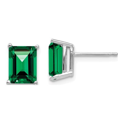 14K White Gold Mount St. Helens Emerald-Cut Stud Earrings