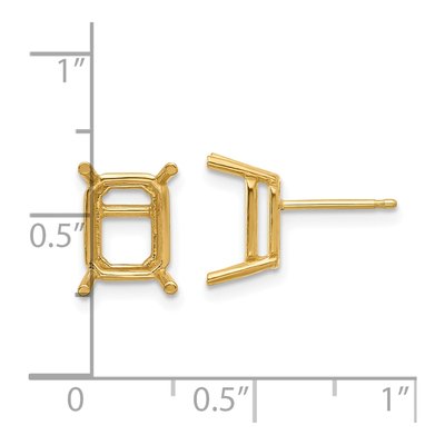 14K Yellow Gold Emerald-Cut Earring Mounting – view 2