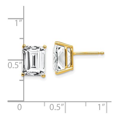 14K Yellow Gold Octagon / Emerald CZ Emerald-Cut Stud Earrings – view 4