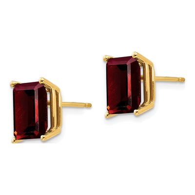 14K Yellow Gold Octagon / Emerald Garnet Emerald-Cut Stud Earrings – view 3