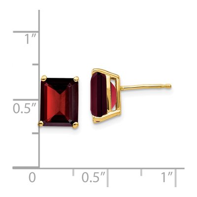 14K Yellow Gold Octagon / Emerald Garnet Emerald-Cut Stud Earrings – view 5