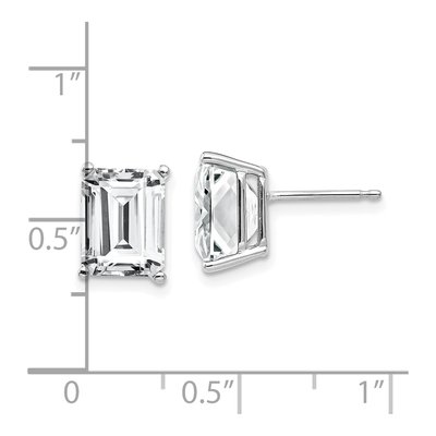 14K White Gold Octagon / Emerald CZ Emerald-Cut Stud Earrings – view 4
