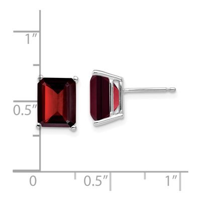 14K White Gold Octagon / Emerald Garnet Emerald-Cut Stud Earrings – view 5