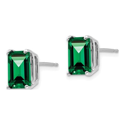 14K White Gold Emerald-Cut Mount St. Helens Earrings – view 2