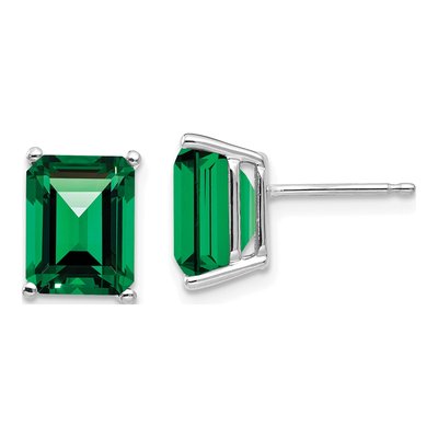 14K White Gold Emerald-Cut Mount St. Helens Earrings