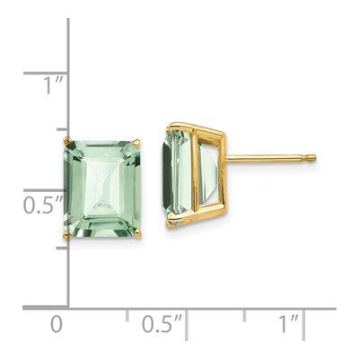 14K Yellow Gold Octagon / Emerald Green Quartz Emerald-Cut Stud Earrings – view 4
