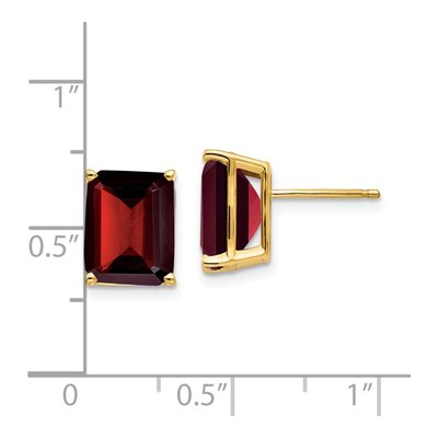 14K Yellow Gold Octagon / Emerald Garnet Emerald-Cut Stud Earrings – view 4