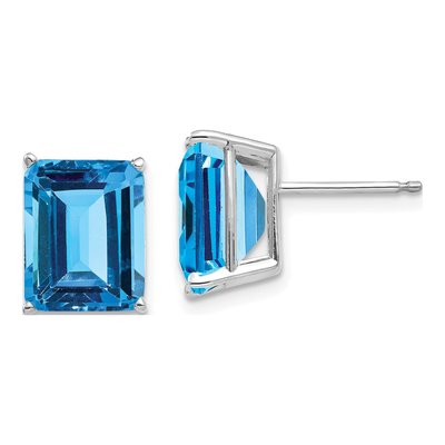 14K White Gold Emerald Earring Mounting